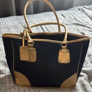 Nieman Marcus Blue Denim and Gold Tote